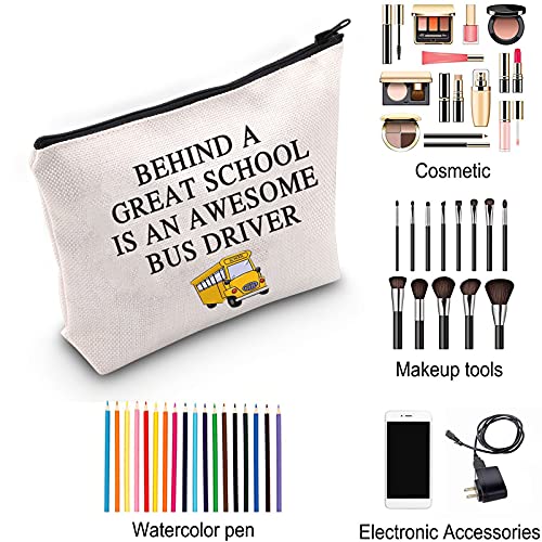 ZJXHPO Bus Driver Gift Bus Driver Appreciation Makeup Bag Behind a Great Scho...