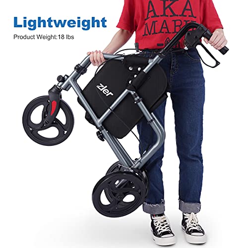 Zler 3 Wheel Walker for Seniors, Foldable Rollator Walker 3 Wheel with Height...