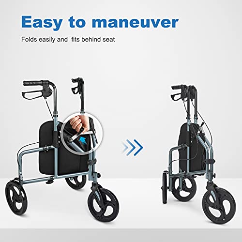 Zler 3 Wheel Walker for Seniors, Foldable Rollator Walker 3 Wheel with Height...