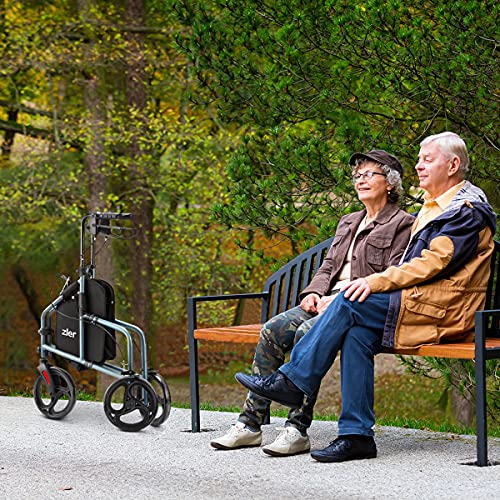 Zler 3 Wheel Walker for Seniors, Foldable Rollator Walker 3 Wheel with Height...