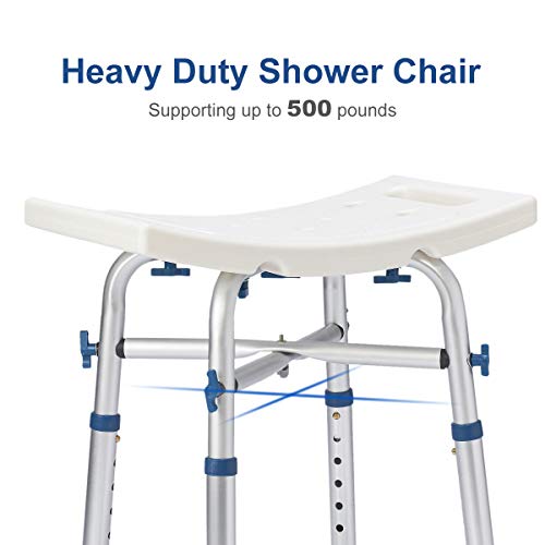 Zler Heavy Duty Shower Chair 500lb, Adjustable Height Bath and Medical Tool F...
