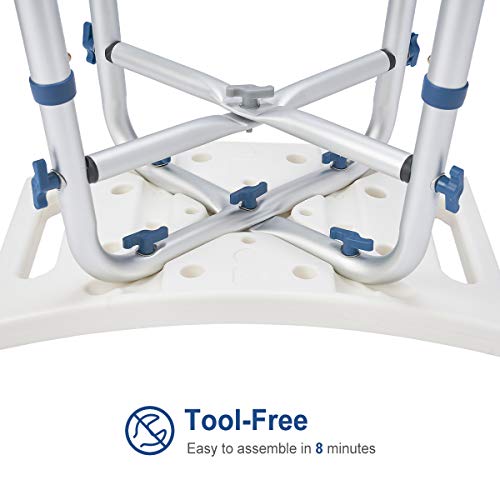 Zler Heavy Duty Shower Chair 500lb, Adjustable Height Bath and Medical Tool F...
