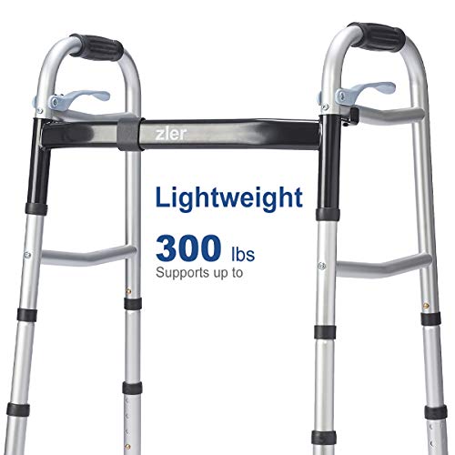 Zler Narrow Folding Walker for Seniors with Trigger Release and 5 Inches Whee...