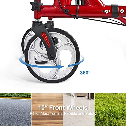 Zler Upright Rollator Walker, Stand Up Rollator Walker with 10” Front Wheels,...