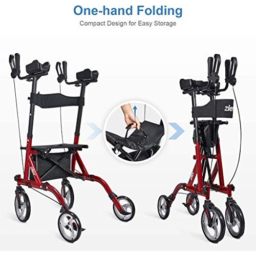 Zler Upright Rollator Walker, Stand Up Rollator Walker with 10” Front Wheels,...