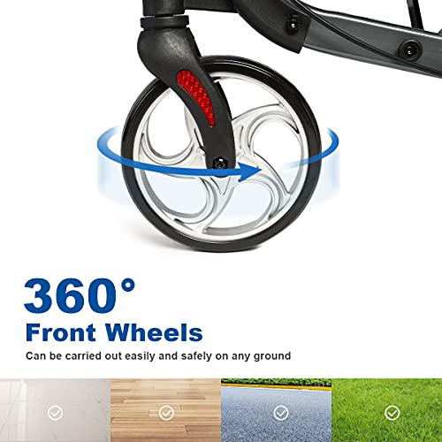 Zler Upright Walker for Seniors, Stand Up Rollator Walker with Seat and Big W...