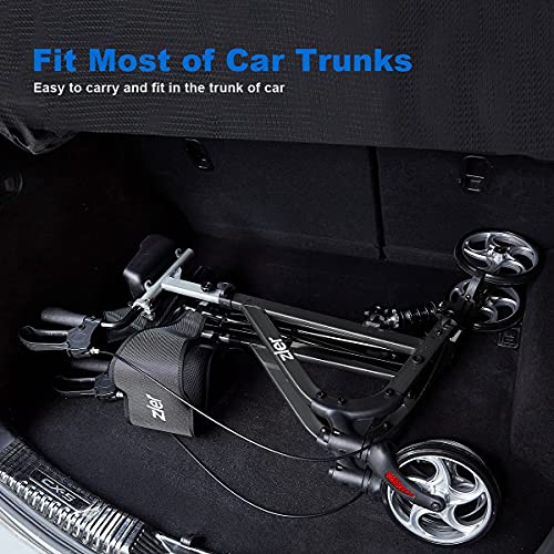 Zler Upright Walker for Seniors, Stand Up Rollator Walker with Seat and Big W...