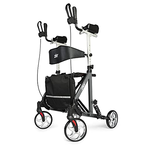Zler Upright Walker for Seniors, Stand Up Rollator Walker with Seat and Big W...
