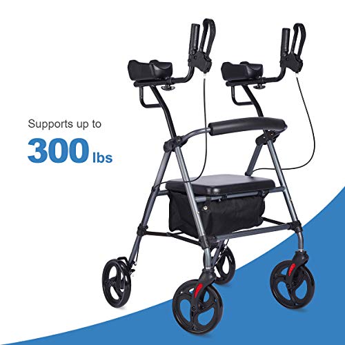 Zler Upright Walker, Up Rollator with Extra Wide Padded Seat & Backrest, Tall...