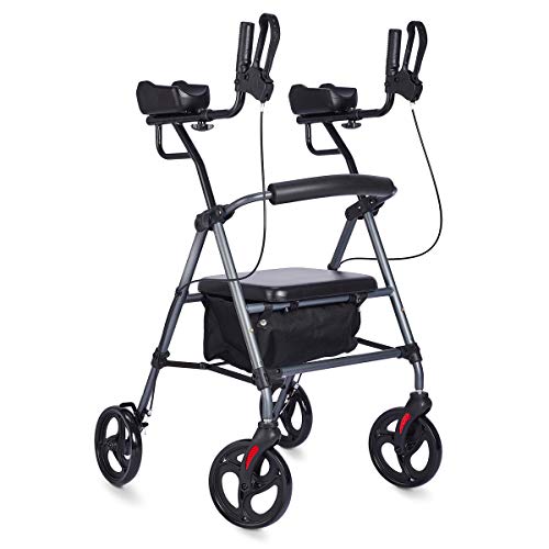 Zler Upright Walker, Up Rollator with Extra Wide Padded Seat & Backrest, Tall...