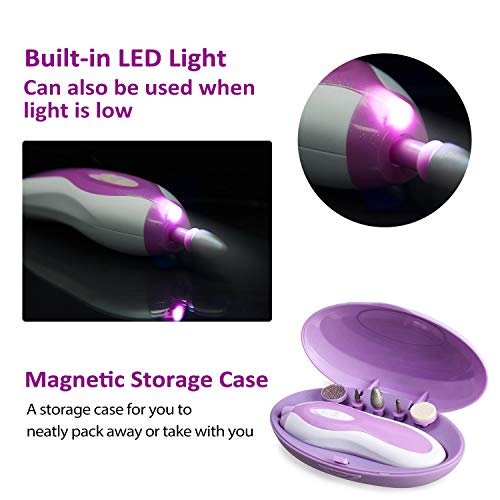 Electric Pedicure & Manicure Set Portable Nail Care Tool Box with 5 PCS Attac...