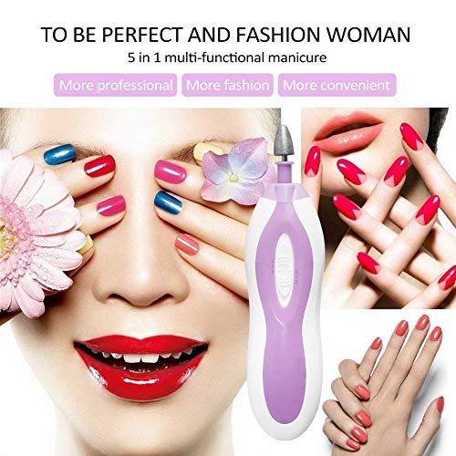 Electric Pedicure & Manicure Set Portable Nail Care Tool Box with 5 PCS Attac...