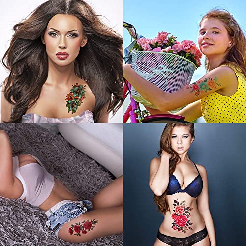 46 Sheets Flowers Temporary Tattoos Stickers Multi-Colored Mixed Style Body A...