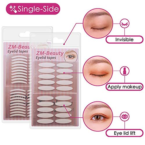 4 Pack/960Pcs Natural Invisible Single/Double Side Eyelid Tapes Stickers, Med...