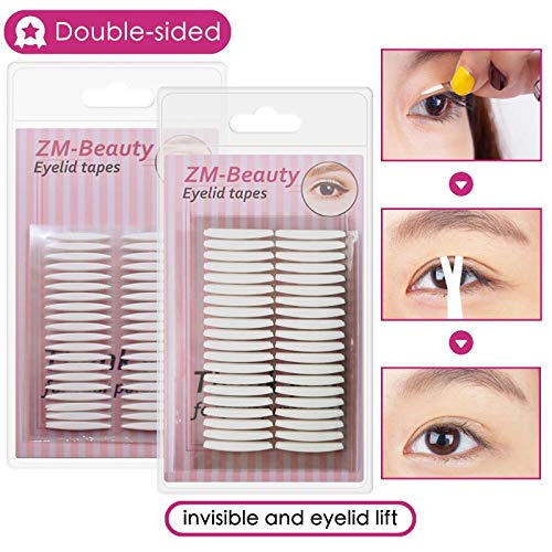 4 Pack/960Pcs Natural Invisible Single/Double Side Eyelid Tapes Stickers, Med...