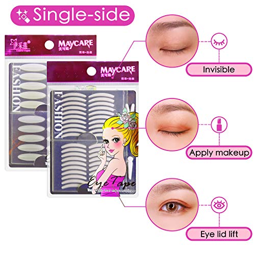 5 Packs Natural Invisible Single/Double Side Eyelid Tapes Stickers, Medical-u...