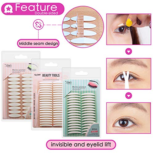 5 Packs Natural Invisible Single/Double Side Eyelid Tapes Stickers, Medical-u...