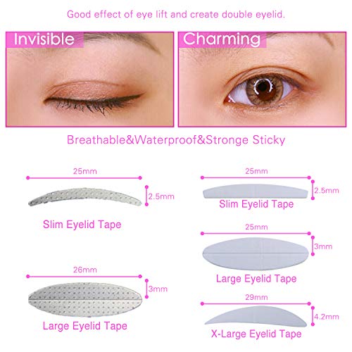 5 Packs Natural Invisible Single/Double Side Eyelid Tapes Stickers, Medical-u...