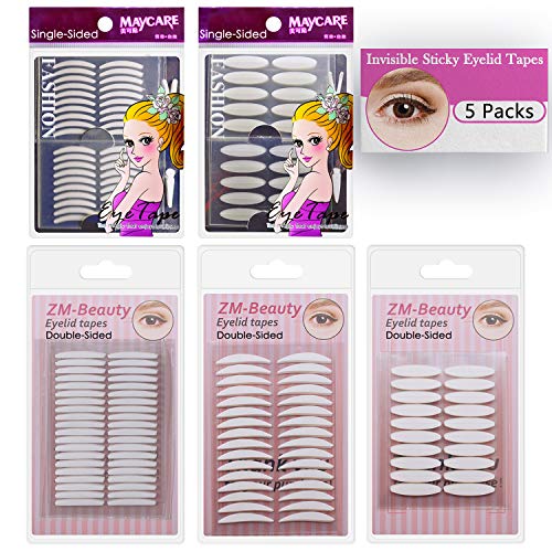5 Packs Natural Invisible Single/Double Side Eyelid Tapes Stickers, Medical-u...