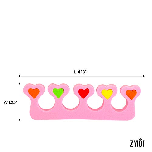 Premium Colorful Heart Toe Separators - Cute Design for Kids - Super Soft, Du...