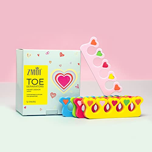 Premium Colorful Heart Toe Separators - Cute Design for Kids - Super Soft, Du...