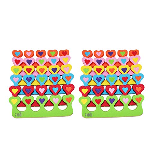 Premium Colorful Heart Toe Separators - Cute Design for Kids - Super Soft, Du...