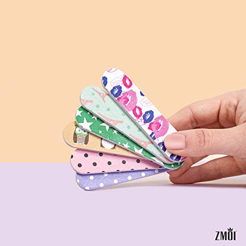 ZMOI 6 Pieces Colorful Girly Mini Emery Nail Files + 6 Pairs Heart Design Toe...