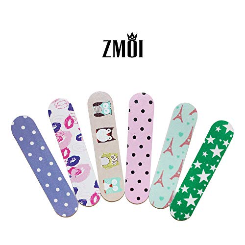 ZMOI 6 Pieces Colorful Girly Mini Emery Nail Files + 6 Pairs Heart Design Toe...