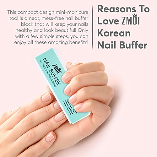 ZMOI Pro Nail Buffer – Luxurious Shine Korean 4-Way Nail Buffing Block – Natu...