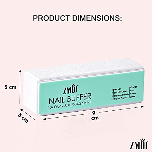 ZMOI Pro Nail Buffer – Luxurious Shine Korean 4-Way Nail Buffing Block – Natu...