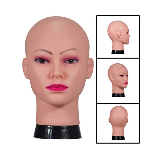 ZMS Female Bald Training Mannequin Head Beige Cosmetology Training Head Wig M...