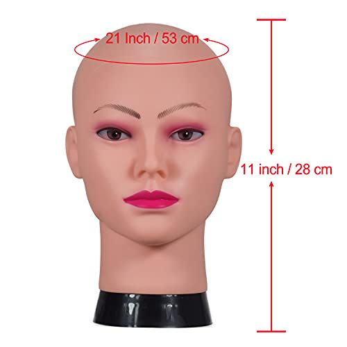 ZMS Female Bald Training Mannequin Head Beige Cosmetology Training Head Wig M...