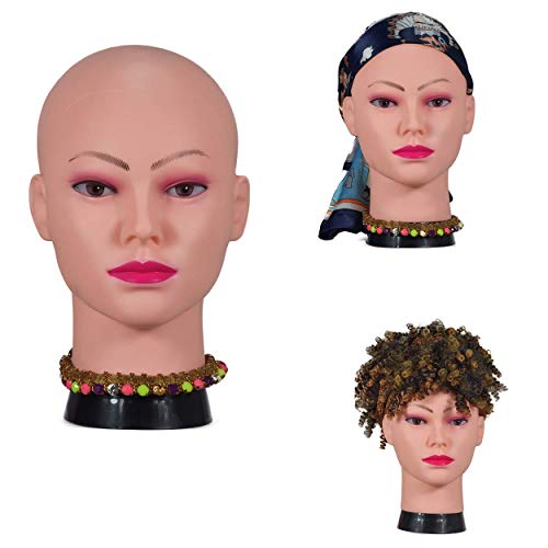 ZMS Female Bald Training Mannequin Head Beige Cosmetology Training Head Wig M...
