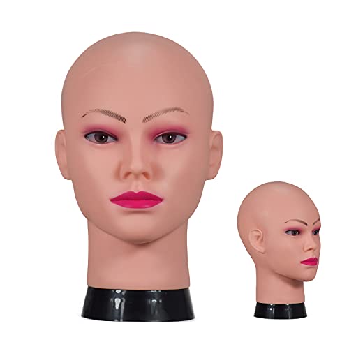 ZMS Female Bald Training Mannequin Head Beige Cosmetology Training Head Wig M...