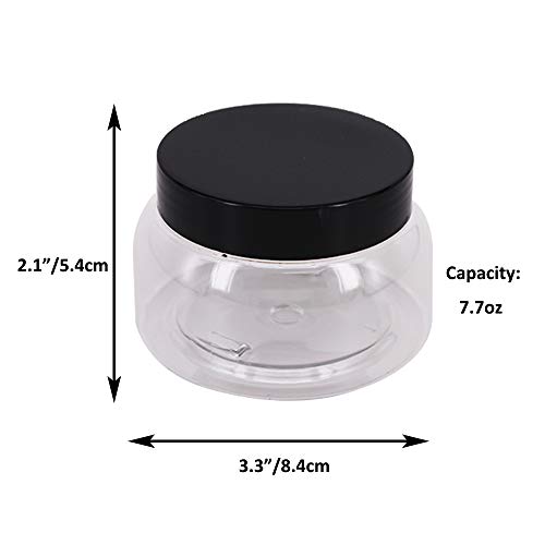 12 Pack 7.7 OZ Clear Plastic Jars With Lids, A Spatula, A Pen & Labels - BPA ...