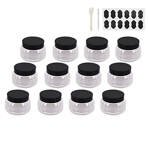 12 Pack 7.7 OZ Clear Plastic Jars With Lids, A Spatula, A Pen & Labels - BPA ...