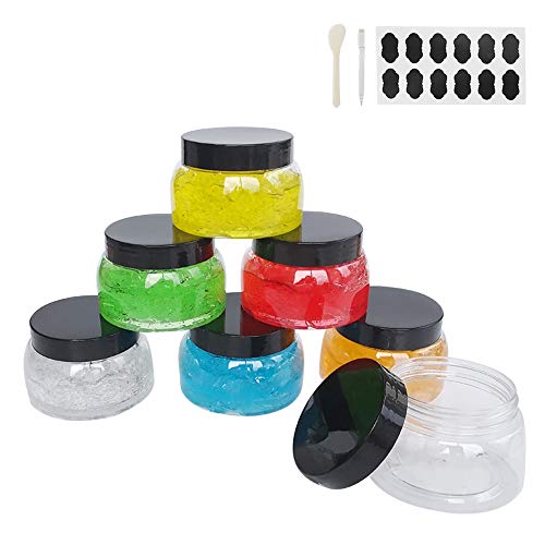 12 Pack 7.7 OZ Clear Plastic Jars With Lids, A Spatula, A Pen & Labels - BPA ...