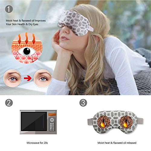 2 in 1 Heated/Ice Eye Mask Moist Heat Eye Mask Lavender & Flaxseed Sinus Pill...