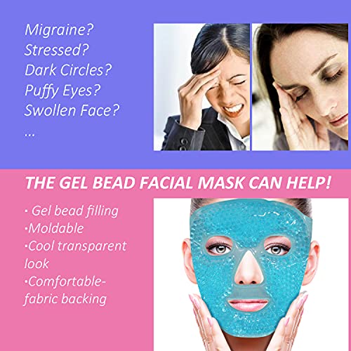Cold Face Eye Mask Ice Pack Reduce Face Puff,Dark Circles,Gel Beads Hot Heat ...