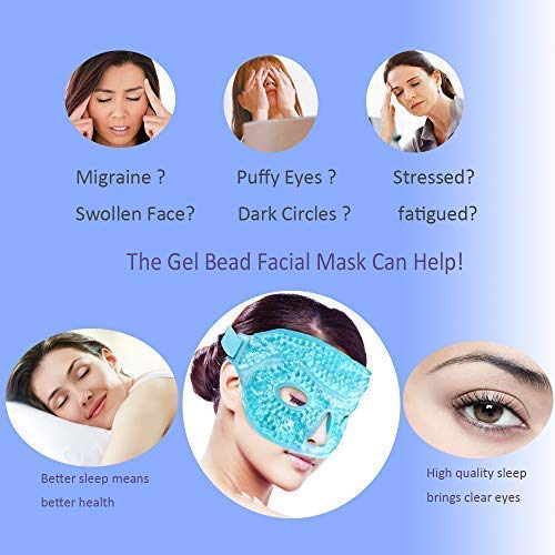 Ice Face/Eye Mask for Woman Man, Heated Warm Cooling Reusable Gel Beads ice M...