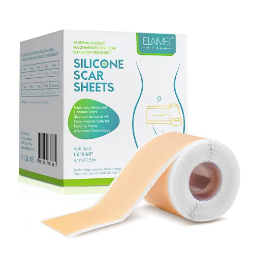 Medical Grade Silicone Scar Sheet, Silicone Scar Tape (1.6”x 60”), Scar Remov...