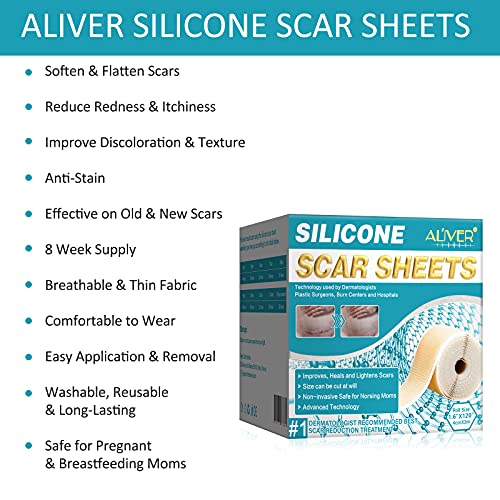 Silicone Scar Sheet (1.6” x 120”), Medical Grade Scar Tape Scar Removal For K...
