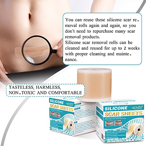 Silicone Scar Sheet (1.6” x 120”), Medical Grade Scar Tape Scar Removal For K...