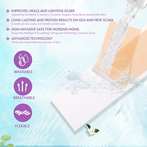 Silicone Scar Sheets, Professional Medical-Grade Scar Removal Sheets for C-Se...