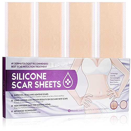 Silicone Scar Sheets, Professional Medical-Grade Scar Removal Sheets for C-Se...