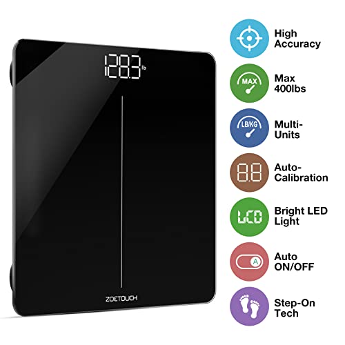 ZOETOUCH Digital Body Weight Bathroom Scale, Weighing Scale, Step-On Technolo...