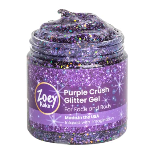 Purple Crush Cosmetic Grade Glitter Gel for Face, Hair, Body - Aloe Vera Base...