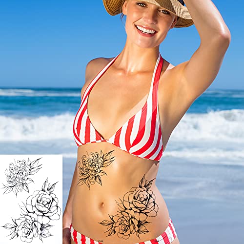 22 Sheets Large 3D Flowers Temporary Tattoos Stickers for Women, Including 10...