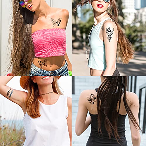 72 Sheets Temporary Tattoos for Women and Girls, Flower Tattoo Temporary, But...