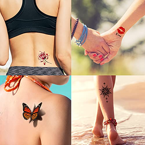 72 Sheets Temporary Tattoos for Women and Girls, Flower Tattoo Temporary, But...